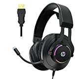HP USB Gaming Headset, PC Gaming Computer Headset with Microphone for Work, 7.1 Virtual Surround Sound USB Gaming Headphones with Microphone