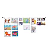 Wallniture Barre Wire Picture Hangers for Kids Crafts and Artwork, Expandable 196 Inch Wall Decor with 24 Clips Set, Silver