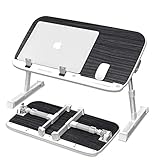 AboveTEK Portable Laptop Desk- Foldable Tray Table for Reading Writing Watching Videos on Bed Couch Sofa Floor, Height Adjustable Notebook Computer Stand - Black Walnut