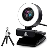 Streaming Webcam 1080P with Adjustable Ring Light, Advanced Auto-Focus with Tripod Vitade 960A HD USB Web Cam for Xbox Gaming Conferencing Video Chatting Mac Desktop Computer Laptop Wide Angle Webcam