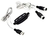 HQRP USB in-Out MIDI Interface Cable Converter PC to Music Keyboard Adapter Cord Works with Yamaha PSR-225GM 61 Key Educational Keyboard