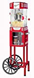 Nostalgia Popcorn Maker Cart 2.5 Oz Kettle Makes 10 Cups, Vintage Movie Theater, Retro Red and White