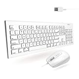 Macally 104 Key USB Wired Keyboard and Mouse Combo with Apple Shortcut Keys for Mac, iMac, Macbook, and Windows PC (MKEYECOMBO), White