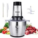 Electric Meat Grinder, Qinkada 500W Food Processor 3.5L Chopping Meat, 14Cup Large Stainless Steel Electric Food Chopper with 4 Sharp Blades 3 Rotating Speed Levels and Spatula