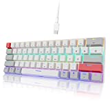 NEWMEN GM610 60% Wireless Mechanical Gaming Keyboard,Wired/Bluetooth Keyboard with Extra Keycap Set,RGB Backlit,61 Anti-Ghosting Keys,Programmable,Hot-Swappable,for Windows Mac Android(Brown Switch)