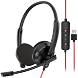 NUBWO HW03 USB Headphone/ 3.5mm Computer Headset with Microphone Noise Cancelling, Lightweight PC Headset Wired Headphones, Business Headset, Office Computer Headsets for Cell Phone