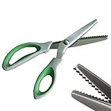 JISTL Green Pinking Shears Comfort Grips Professional Dressmaking Pinking Shears Crafts Zig Zag Cut Scissors Sewing Scissors,Professional Handheld Dressmaking