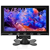10.1 Inch Small Monitor, Raspberry Pi Monitor Built-in Speakers, Mini Monitor 1024 x 600, HDMI Monitor 60 Hz, 5ms, IPS Screen Display w/Remote Control, HDMI VGA AV BNC Input, Computer Monitor