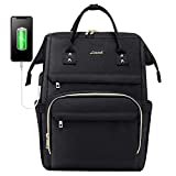 LOVEVOOK Laptop Backpack for Women Fashion Travel Bags Business Computer Purse Large Capacity Work Bag with USB Port, Black, 17-Inch