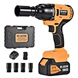 Cordless Impact Wrench,553 Ft-lb High Torque 2200 RPM,Brushless Motor，with a 4.0Ah Li-Ion Battery, Suitable for family cars