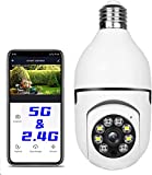 Light Bulb Security Camera 2.4GHz & 5G Wireless WiFi Outdoor, 1080P Light Socket Security Camera, Indoor 360° Home Security Cameras, Full Color Day and Night, Smart Motion Detection (1PC, Support 5G)
