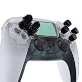 eXtremeRate Replacement Custom Dpad Action Buttons Three-Tone Black & Clear with Blue Redesigned Symbols D-pad Face Buttons Compatible with ps5 Controller