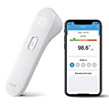 iHealth Wireless No-Touch Thermometer for Adults, Digital Infrared Fever Thermometer for Home, Thermometer for Babies & Kids with 3 Sensors, Bluetooth Forehead Thermometer with Gentle Vibration Sensor
