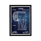 Wynwood Studio Laundry Framed Wall Art Prints 'Toilet Paper Roll 1891 Chalkboard' Bath Home Décor, 13' x 19', Blue, White