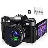 ISHARE 4K Digital Camera for Photography, 48MP FHD Video Camera with WiFi, 3 Inch Flip Screen, 16X Digital Zoom, Vlogging Camera for YouTube (32G Micro Card)