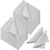 200 Pieces Jewelry Cleaning Cloth Double-Sided Polishing Cloths Glasses Cleaning Cloths for Gold Silver and Platinum Jewelry Watch Coins Glasses, 2.36 x 3.15 Inch (Light Gray)