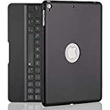 iPad Keyboard Case for iPad Pro 9.7 Inch, New 2018 iPad, 2017 iPad, iPad Air 1 and 2 Bluetooth Keyboard with 130° Smart Folio Hard Back Cover, Ultra Slim, Auto Wake and Sleep - Black
