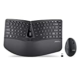 Perixx PERIDUO-606 Wireless Mini Ergonomic Keyboard with Portable Vertical Mouse - Adjustable Palm Rest Stand - Membrane Low Profile Keys - US English