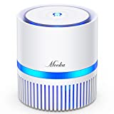 MOOKA True HEPA Filter Air Purifier for Small Room Desktop, Portable Size Air Cleaner for Bedroom Office RV, Odor Eliminator for Allergies and Pets, Smoke, Dust, Night Light, 2 Fan Speed Quiet