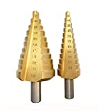 Step Drill Bit For Metal, Step Drill Bit, CORTOOL Titanium High Speed Steel Step Drill Bit Set, Unibit Step Drill Bit, Step Drill Bit For Metal, Heavy Duty Step Bit, HSS Drill Bit Set Total 23 Sizes 1/4'-1-3/8', 3/16'-7/8' (2-Piece Set)