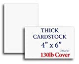 Extra Heavy Duty 130lb Cover Cardstock - 4' x 6' Bright White - 350gsm 17pt Thick Paper - Index, Flash & Post Card Stock - 100 Pack