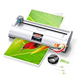 Laminator Machine with Laminating Sheets, 9-Inch Personal Laminator for Teachers, Never Jam No Bubbles, Laminating Machine for Home Office School Business Use with 20 Pouches Sheets, White