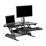 VariDesk Cube Corner 36 by Vari - Cubicle Standing Desk Converter for Dual Monitors - Home Office Desk with 11 Height Adjustable Settings, Spring-Assisted Lift, Weighted Base - Fully Assembled, Black