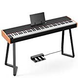 UMOMO UMO-713 88 Key Weighted Keyboard Piano with Thick Triangular Metal Stand, Beginner Digital Piano Full Size Heavy Hammer Weighted Action Electric Piano Keyboard with MIDI, Black