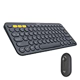 Logitech K380 + M355 Wireless Keyboard and Mouse Combo-Slim portable design, quiet clicks, long battery life, Bluetooth connectivity, multi device with Easy-Switch for Mac, Chrome OS, Windows-Graphite