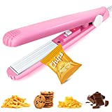 Mini Chip Bag Heat Sealer, Portable Food Sealer, Bag Resealer for Food Storage, Handheld Sealing Machine for Candy Bag, Pet Food Bag, Snack Bags, with Power Cable (No Battery Needed) - Pink