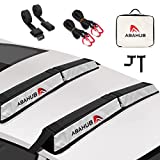 Abahub Soft Roof Rack Pads for Surfboard, SUP, Kayak, Canoe, Heavy Duty Universal Car Roof Racks System for Padle Boards, with 2 Tie Down Straps, 2 Tie Down Ropes, 2 Hood Loops and Storage Bag
