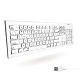 Macally Full Size USB Wired Keyboard for Mac and PC - Plug & Play Wired Computer Keyboard - Compatible Apple Keyboard with 15 Shortcut Keys for Easy Controls & Navigation of Macbook Pro/Air, iMac