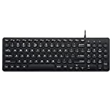 Perixx PERIBOARD-333B Wired Backlit USB Keyboard- X Type Scissor Keys - Compact 14.25x4.57 Inches - Big Print Letters - White Backlit - US English,11618