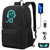 SAMIT Anime Luminous Backpack with USB Charging Port & Anti Theft Lock &Pencil Case Daypack Laptop Backpack