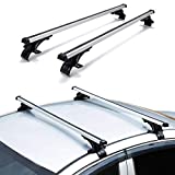 IRONWALLS Universal Roof Rack Crossbars, 2pcs 48' Aluminum Car Rooftop Cross Bars Set with 3PCS Mounting Clamps Fits for Most Vehicle Car Without Roof Side Rail, 68KG/150LBS Load Capacity