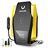 VacLife Tire Inflator Portable Air Compressor - Air Pump for Car Tires (up to 50 PSI), 12V DC Tire Pump for Bikes (up to 150 PSI) w/LED Light, Digital Pressure Gauge, Model: ATJ-1166, Yellow (VL701)