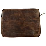Hide & Drink, Leather Laptop Sleeve W/Internal Folder, Travel Case, Document Organizer, Office Essentials, Handmade Includes 101 Year Warranty :: Bourbon Brown