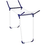 Leifheit Pegasus 120 Solid Comp Folding Clothes Drying Rack Includes Wings for Longer Garments, Blue and White