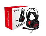 MSI DS502 Gaming Headset, Enhanced Virtual 7.1 Surround Sound, Ergonimic Design, Omnidirectional Microphone, Intelligent Vibration System, Red LED Lighting, PC/Mac