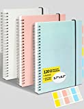SUNEE Dotted Journal Spiral Notebook - A5 Spiral Bullet Journals with 120gsm Thick Dotted Paper, 3 Pack Dot Grid Notebook Giftable Journal for Women for School, Office, Artist Writing/Drawing, 80 Sheets, 5.7' x 8.3', Blue, Pink, Transparent