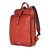 CLUCI Womens Backpack Purse Vegetable Tanned Full Grain Leather 15.6 Inch Laptop Travel Business Vintage Large Shoulder Bag Reddish Brown