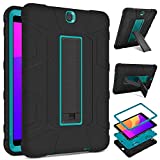DETUOSI Shockproof Case for Samsung Galaxy Tab S2 9.7' 2015 (SM-T810/T813/T815/T819), Multi-Angle Kickstand Full-Body Protective Cover for Samsung Tab S2 9.7 inch SM-T810/T815 Tablet 2015 (Black&Blue)