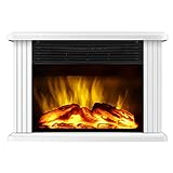DONYER POWER Mini Electric Fireplace Tabletop Portable Heater,14'' (White, Metal)
