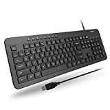 Wired Keyboard, Macally Ergonomic Computer Keyboard Wired - Slim External Keyboard for Laptop and Desktop - USB Keyboard with 5ft Cable and Numeric Keypad - PC Keyboard for Office and Home - Black