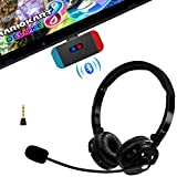 Friencity Wireless Gaming Headset w/ Bluetooth Audio Transmitter Adapter Set for Nintendo Switch, PC, PS4, PS5, Built-in mic, Support in-Game Voice Chat, Low Latency, Dual Headphones