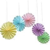 Mybbshower Pastel Paper Rosettes Hanging Home Birthday Party Decoration Baby Shower Photo Prop Backdrop 8 Inch Pack of 5
