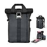 Camera Backpack Waterproof Besnfoto, Photography Bag Rolltop for DSLR SLR Mirrorless Camera with Laptop Compartment Tripod Holder Large Capacity for Hiking Traveling Women and Men