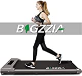 bigzzia Motorised Treadmill, Under Desk Treadmill Portable Walking Running Pad Flat Slim Machine with Remote Control and LCD Display for Home Office Gym Use, Installation-Free (Grey)