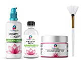 Planet Eden 30% Glycolic Acid Chemical Skin Peel Kit + Glycolic Acid Pre-Peel Cleanser + Antioxidant Recovery Cream + Treatment Fan Brush