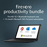 Fire HD 10 tablet, 32 GB, Black + Bluetooth keyboard + 12-month Microsoft 365 Personal subscription for up to 5 compatible devices (auto-renews)